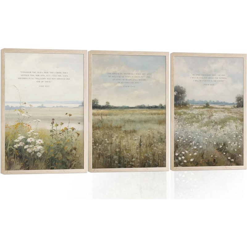 anyzal christian jesus wall art bible scripture wall decor farmhouse wildflower paintings set of 3 f