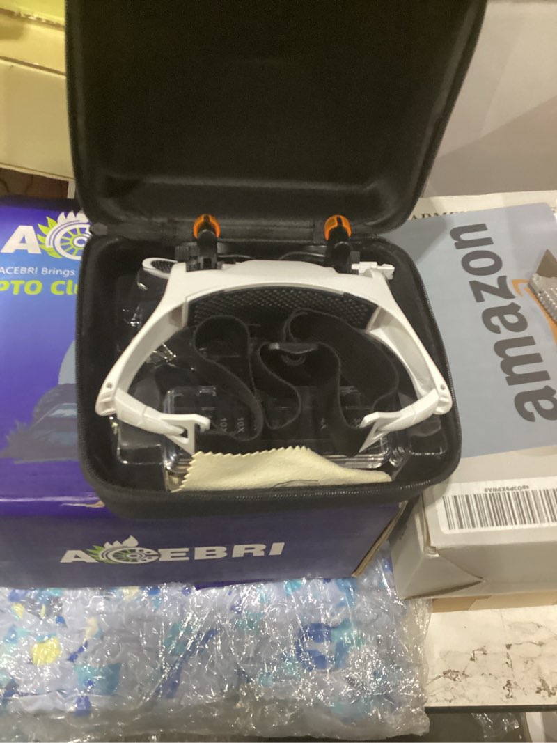 Condition photo showing New/Like New for jarlink magnifying glasses with led light, hands free magnifier with 14 interchangeable lenses 3x 4x 5x 6x 7x 10x 15x, magnifying glasses for close work, crafts, jewelry, sewing, electronics repair