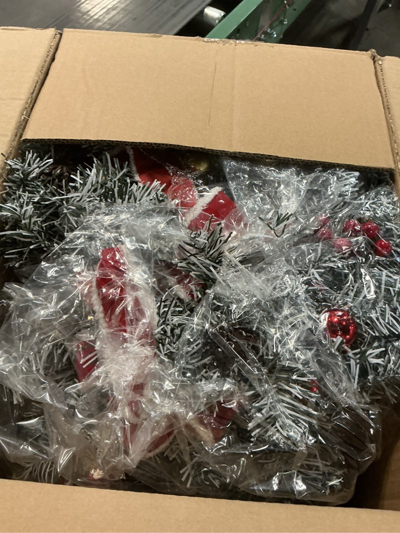 Condition photo showing Good Condition for Ceenna 8 Pcs Lighted Christmas Wreath 14 Inch Pre Lit Artificial Christmas Wreath with Battery Operated LED Light and Timer for Xmas Front Door Outdoor Window Holiday Party Decor(Red Bow)