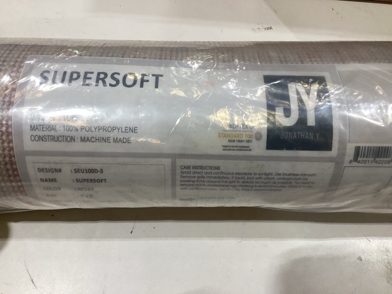 Condition photo showing Good Condition for jonathan y haze solid low-pile ivory indoor area rug 3x5, coastal,bohemian,minimalist,classic, easy-cleaning for living room,bedroom,kitchen,pet friendly,non-shedding (seu100d-3) ivory 2'9" x 5' (rectangular)