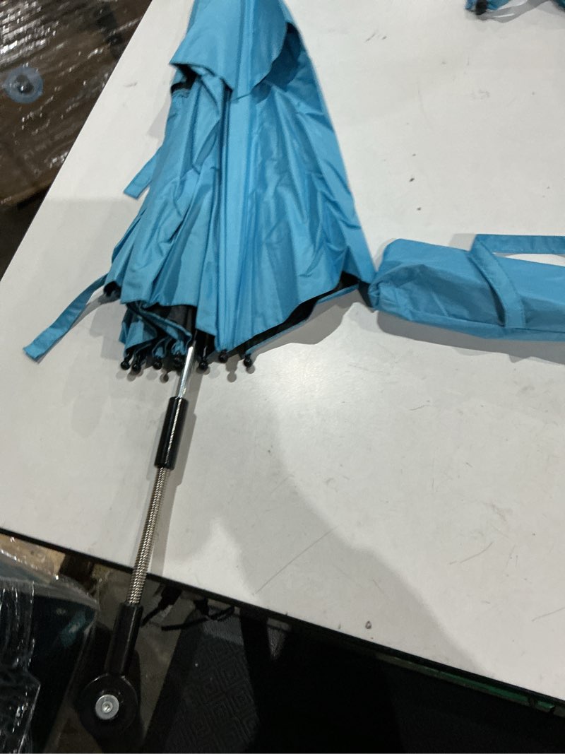 Condition photo showing As Is for beach chair umbrella, 360° uv protection parasol, with adjustable clamp and flexible arm, for trolley, beach chair