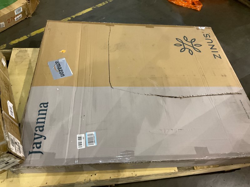 Condition photo showing As Is for ZINUS 7.5 Inch Box Spring with Cover, No Assembly Mattress Foundation, Sturdy Metal Structure, Full, White Full Box Spring