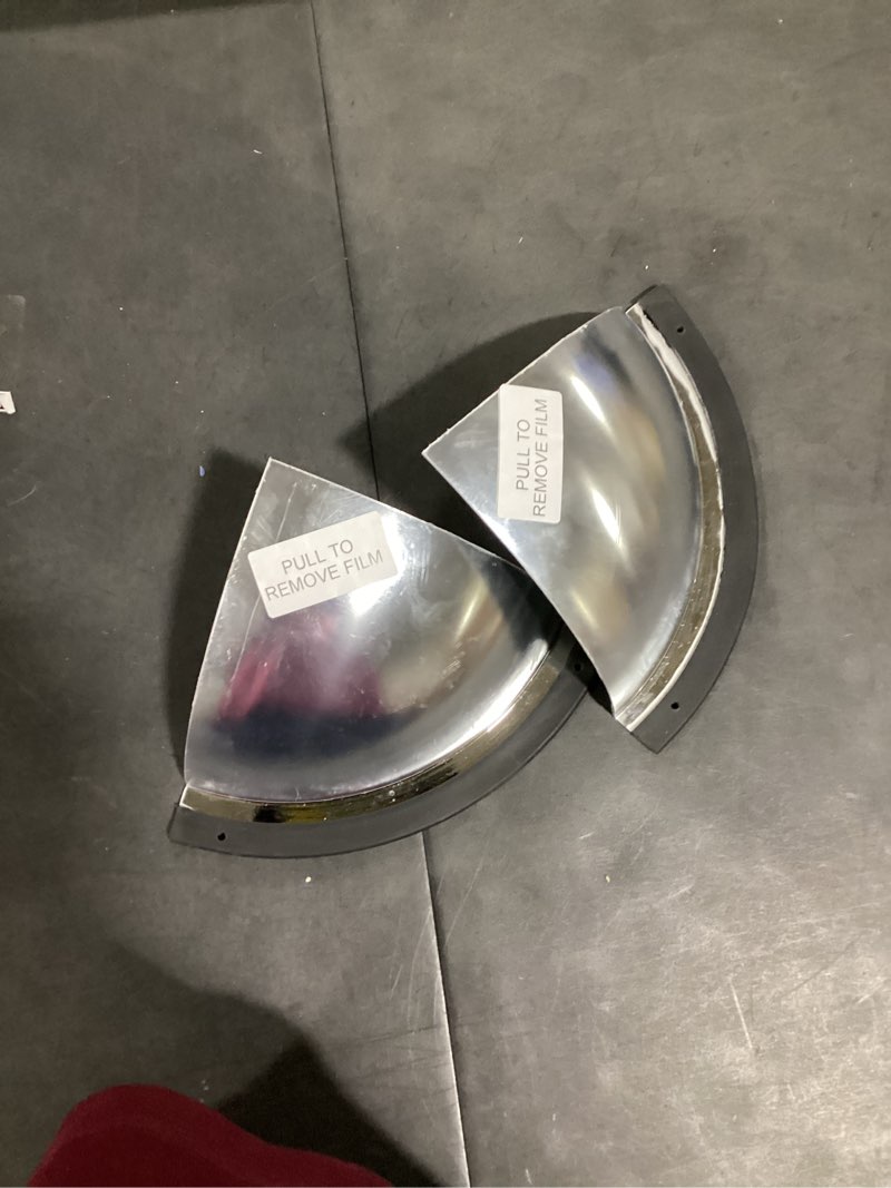 Condition photo showing As Is for 2 pcs 12" 1/4 acrylic quarter dome security mirror – 90 degree convex corner safety mirror for blind spot elimination in warehouses, offices, retail stores, and parking garages (2, 12 inch) 12 inch 2