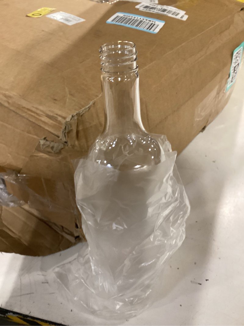 Condition photo showing Good Condition for yinder 24 pcs long neck plastic bottles with pourer 25 oz empty clear wine liquor bottles pour with 24 pourers for home party bar kitchen