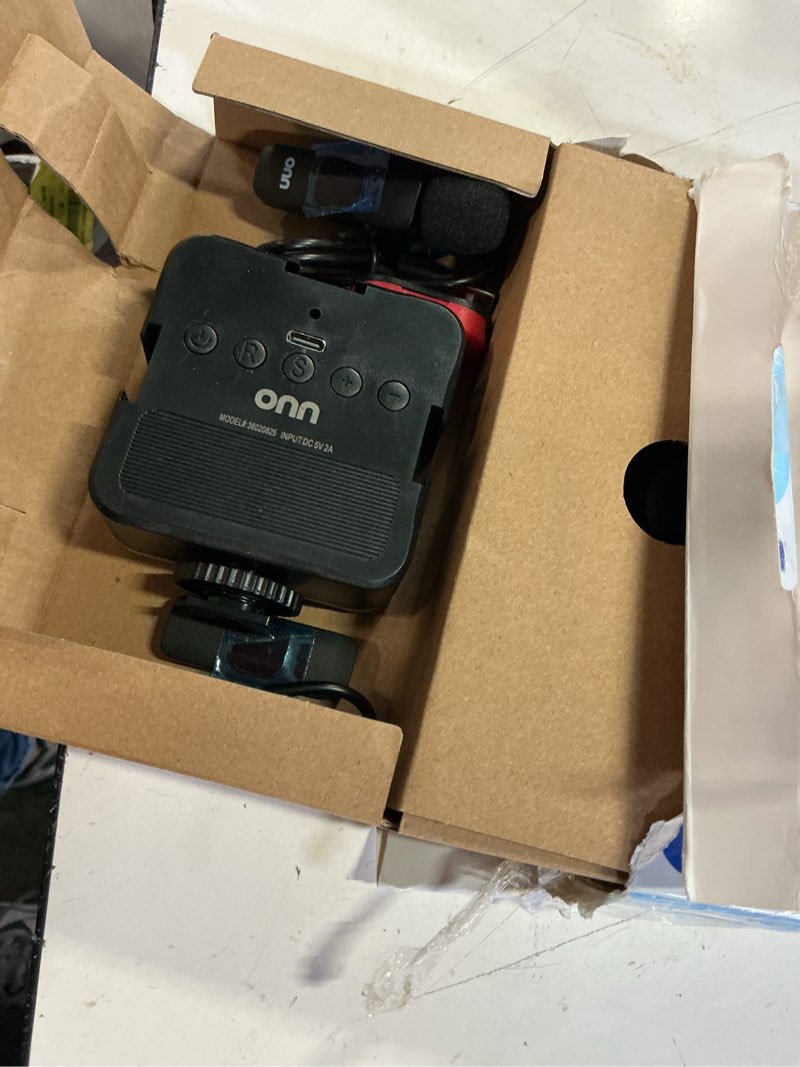Condition photo showing Good Condition for onn portable led video light kit with tripod grip smartphone holder & bluetooth remote for vlogging streaming and photography