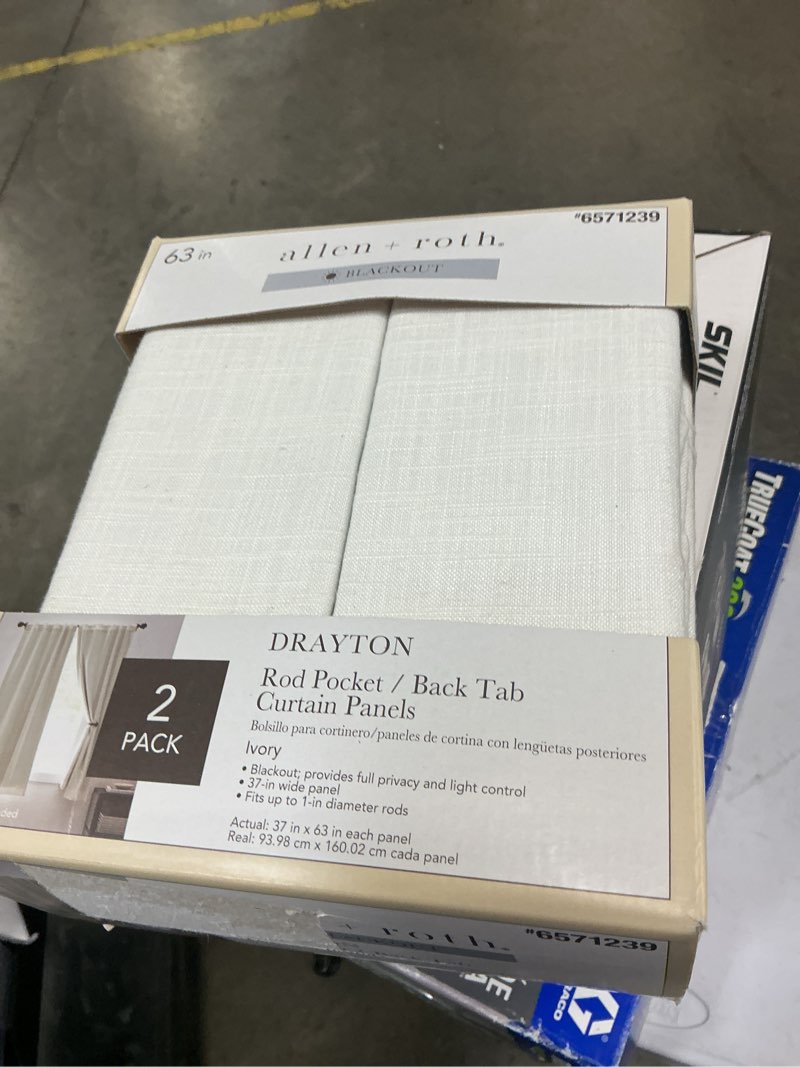 Condition photo showing Good Condition for allen + roth 63-in ivory blackout interlined back tab curtain panel pair