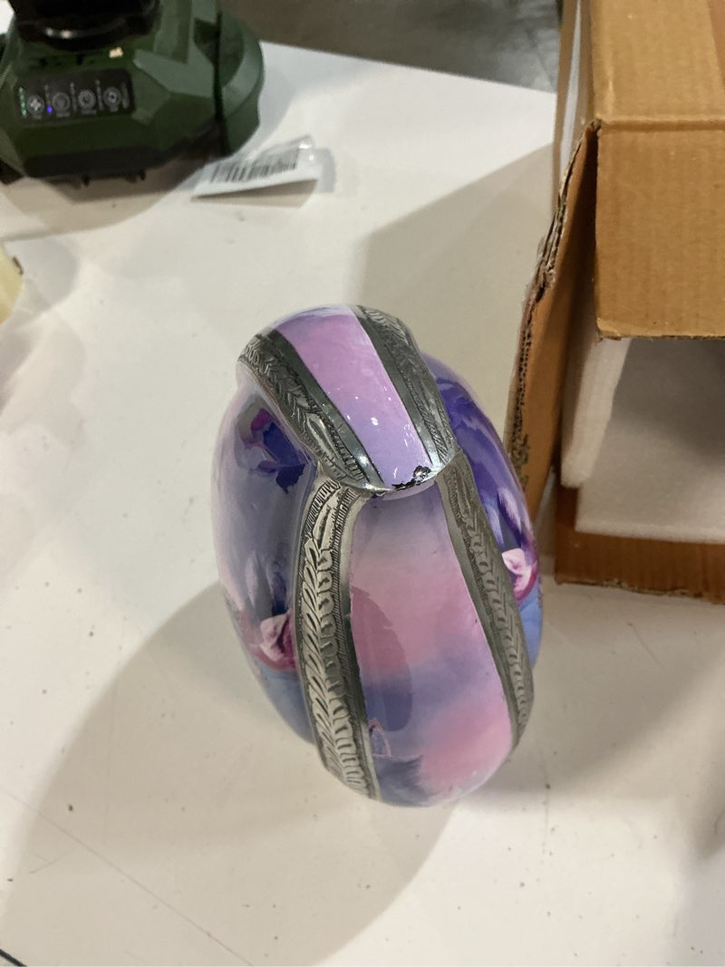 Condition photo showing Good Condition for m meilinxu cremation urns for human ashes adult female & male, funeral urn for ashes for women & man, blue butterflies decorative teardrop, flowers and butterfly urn - large tear drop blue butterfly large / adult