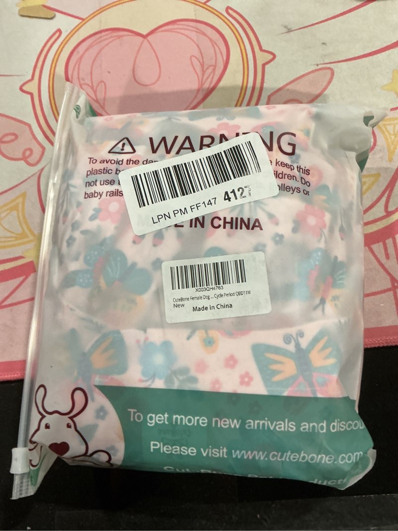 Condition photo showing Good Condition for CuteBone Female Dog Diapers with Skirts 3 Pack Reusable Puppy Dresses Pants for Heat Cycle Period QBD11M