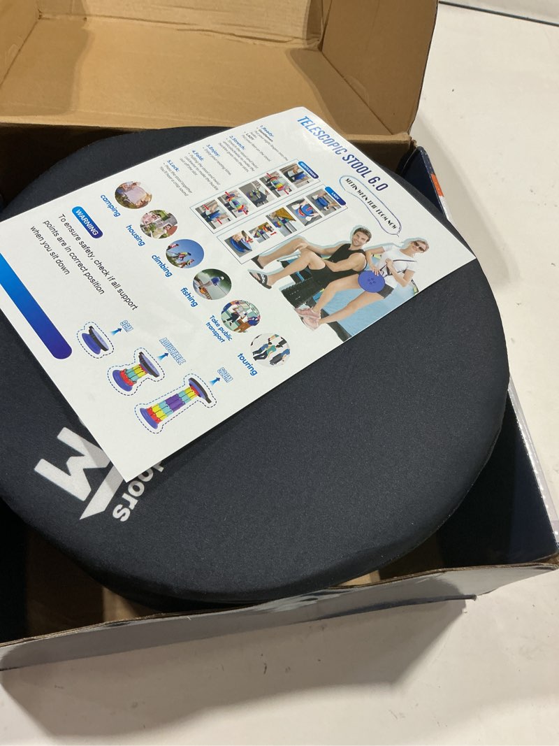 Condition photo showing Good Condition for upgraded xxl collapsible stool with cushion 20.4", 440lbs max weight, wider & taller pop up seat, heavy duty portable retractable folding stool or travel foot rest, gift for camping & outdoors new black 9.8*9.8*20.4 in
