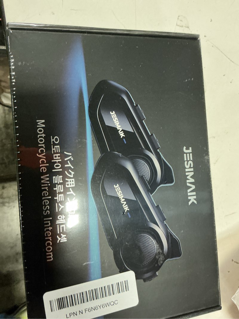 Condition photo showing New/Like New for jesimaik motorcycle bluetooth headset,2 way helmet intercom communication system, cvc8.0 noise cancellation motorcycle intercom with 2 mics&40mm speaker,music sharing, ip67 waterproof, fm radio(2pack) 2 pack