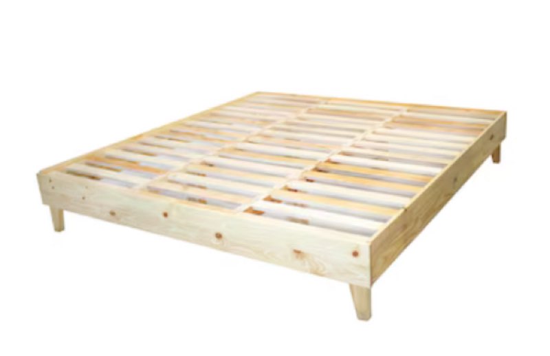 *incomplete,box 2/2* King Bed Frame - Solid Wood Platform Bed - Japanese Joinery Bed Frame - Wood Slat Support - No Box Spring Needed - Easy Assembly - Minimalist & Modern Style (Light Oak, King) Light Oak King