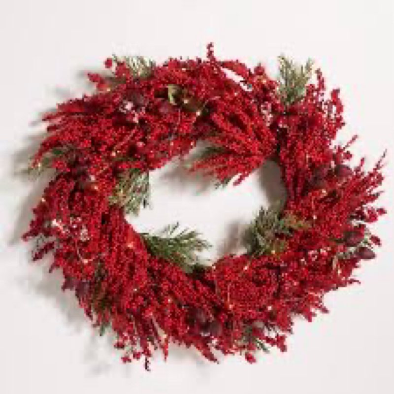 collection 30-inch decorative artificial red berry & pine wreath  fully assembled)