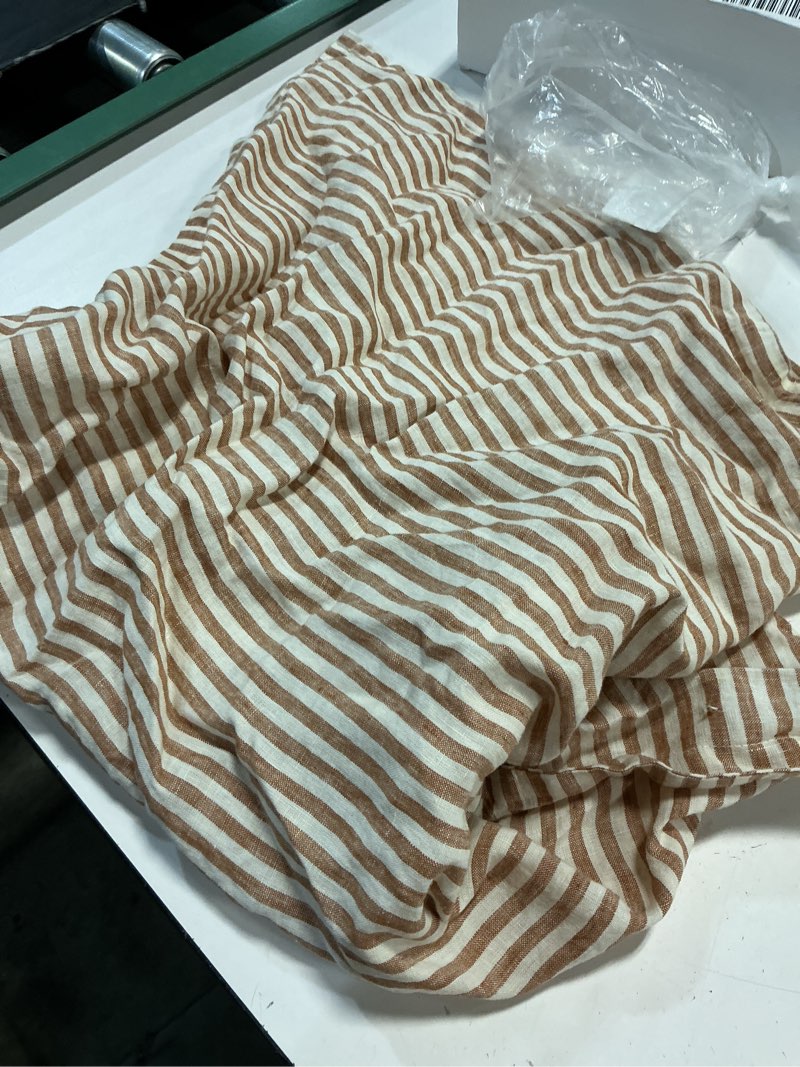 Condition photo showing Good Condition for european linen stripe euro sham, euro, terracotta/white stripe