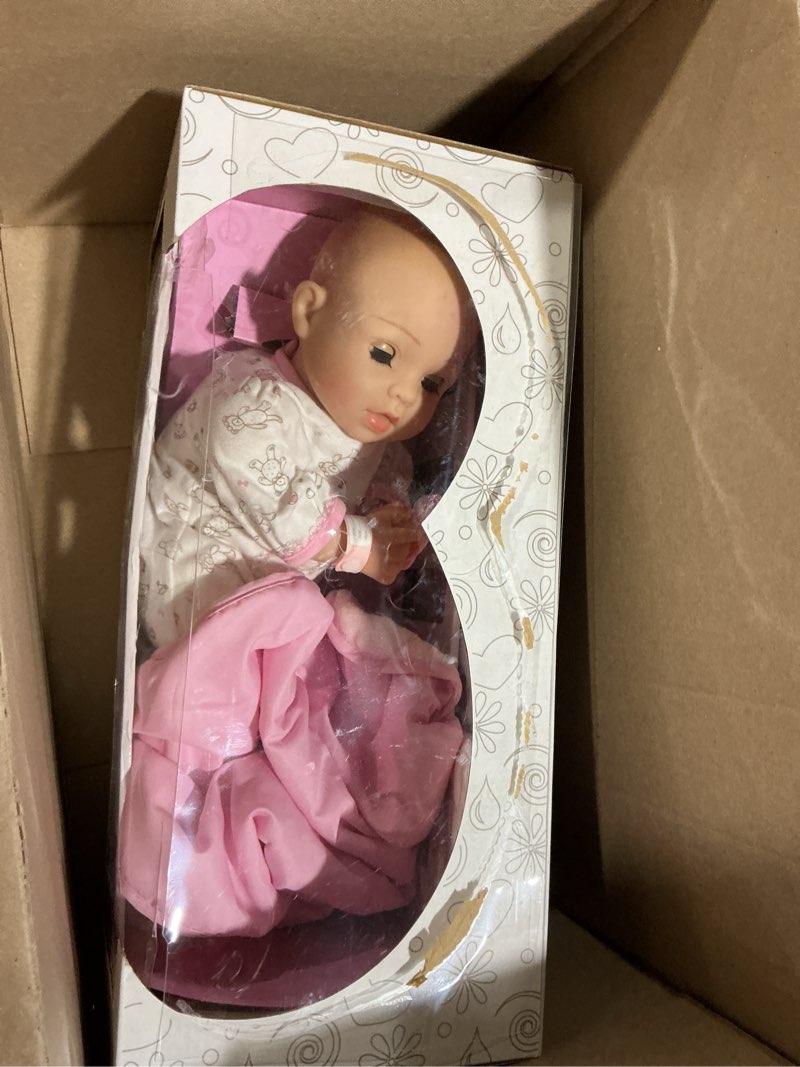 Condition photo showing As Is for Adora 16 Inch Girl Baby Doll with Accessories Pink Matching 9-Piece Set Including a Pacifier, Hospital, Bracelet, Diaper, and More Gift for Toddlers Ages 3+ Adoption Babies Collection - Hope Adoption Baby Hope