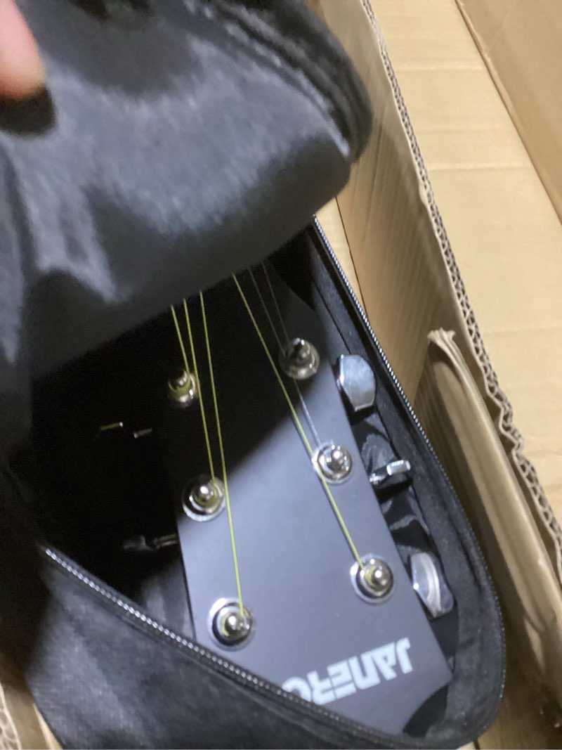 Condition photo showing As Is for 12 String Acoustic Guitar Cutaway,Adjustable Truss Rod Full Size Bundle with Gig Bag,Tuner,Strings,Strap, Picks, Black By Janerock 42