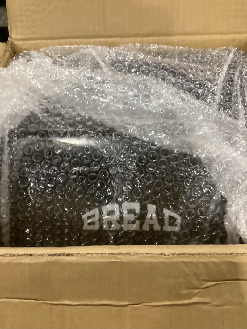 Condition photo showing New/Like New for Stainless Steel Bread Box, 2 Layer Roll Top Bread Boxes, Large Capacity Food Storage Container for Kitchen Counter, Metal Bread Bin, Bread Holder for Countertop 12.6" x 9.7" x 12.8" (Black)