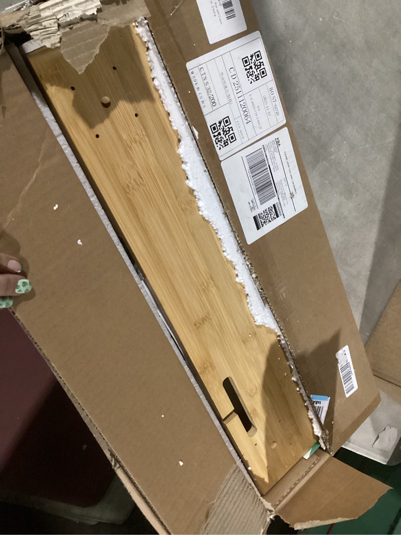 Condition photo showing Good Condition for Bamboo Monitor Stand Riser with Drawer, Ergonomic Computer Riser for Desk with Cable Management & Storage Organizer, Wood Monitor Stand for Home Office