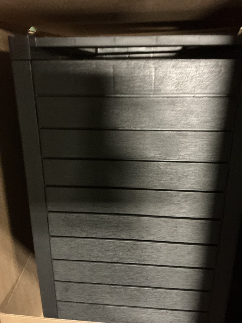 Condition photo showing Good Condition for dwvo 38 gallon large outdoor trash can, waterproof resin hideaway garbage bin with lid and drip tray, outside trash bin for porch, backyard, deck, patio, poolside, easy to clean, black black 38 gallon