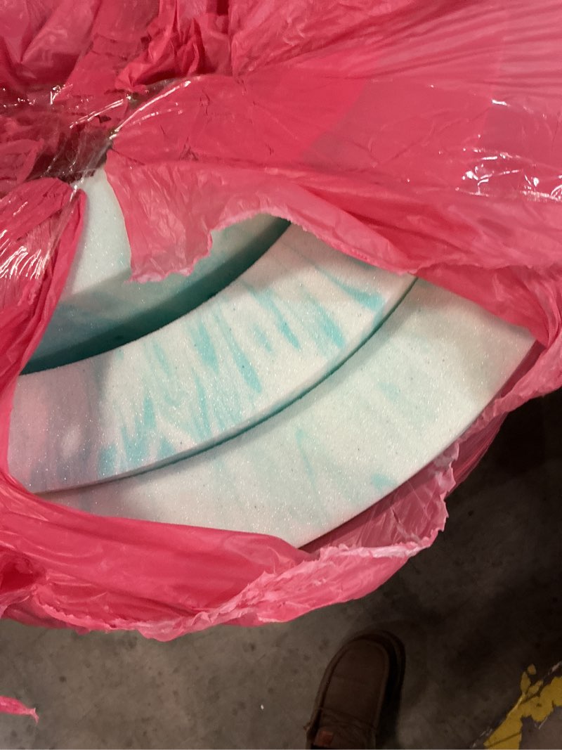 Condition photo showing As Is for Amazon Basics Cooling Gel-Infused Memory Foam Mattress Topper, CertiPUR-US Certified, 3 inches, Queen, Blue