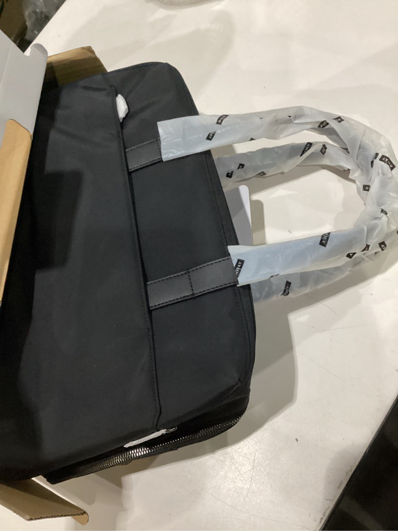 Condition photo showing New/Like New for away everywhere duffle bag, water repellent travel bag, padded laptop sleeve, gym & weekender bag, large duffle for travel,jet black