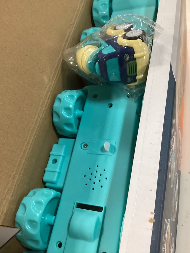 Condition photo showing Good Condition for 9 pack cars toys for 2 3 4 5 years old toddlers boys and girls gift, big transport truck with 8 small cute pull back trucks, colorful assorted vehicles playset, carrier truck with sound and light blue