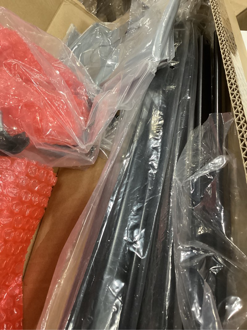 Condition photo showing As Is for ( SIMILAR) EMART Backdrop Stand, 8.5ft Height 10ft Width Adjustable Photography Background Support Poles with Heavy Duty Flat Base, Photo Metal Steel Pipe and Drape Frame Kit for Parties Birthday Wedding - Black 8.5x10ft Black