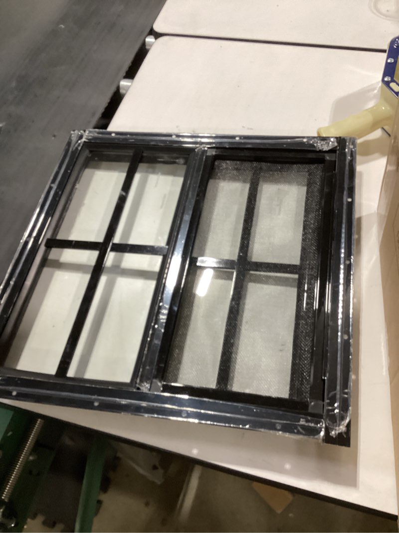 Condition photo showing Good Condition for tandefio shed windows 2 pack 12" w x 18" h black flush mount with tempered glass and screen sliding household windows with vertical slider and screws for chicken coop sheds barns black 12'' x 18''