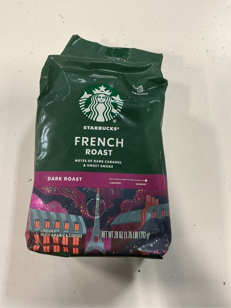 Condition photo showing New/Like New for  (BBD :18 /DEC/2025 ) Starbucks Ground Coffee, Dark Roast Coffee, French Roast, 100% Arabica, 1 bag (28 oz) French Roast 28 Ounce (Pack of 1)