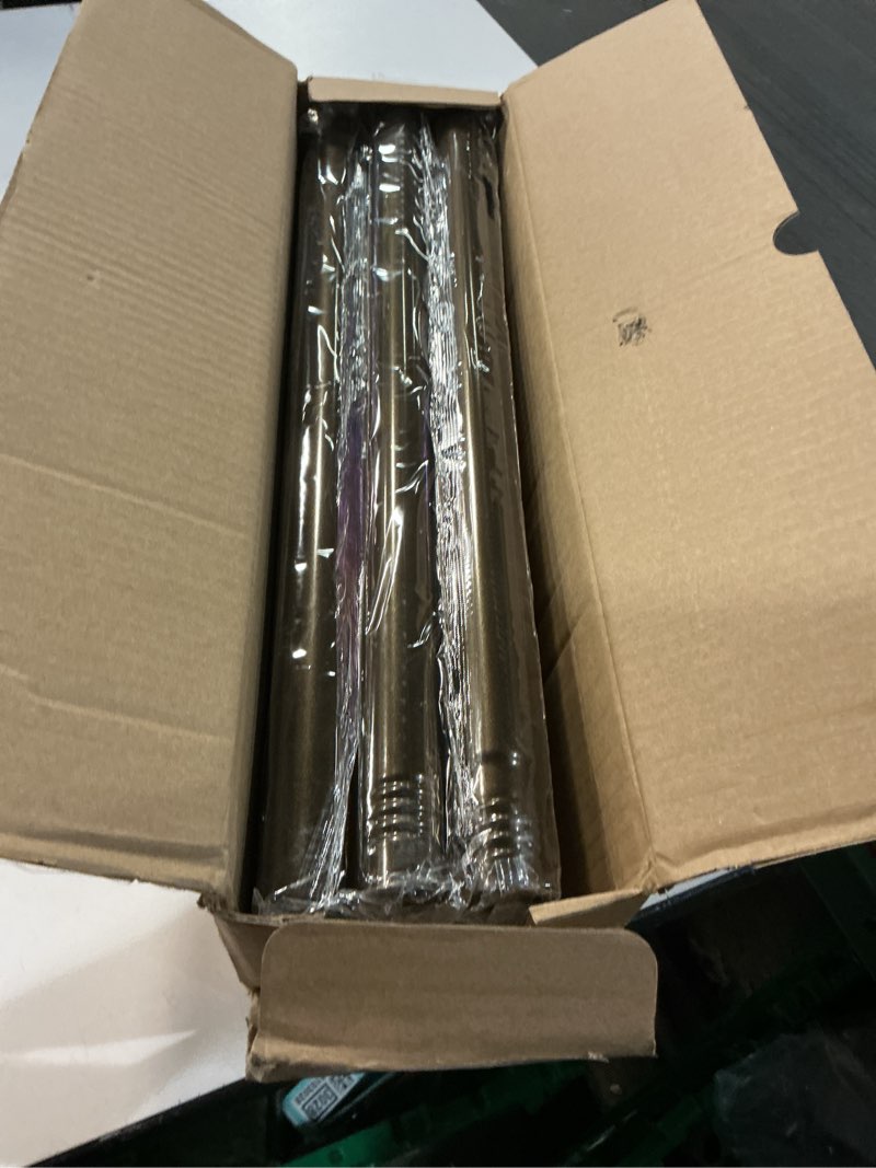 Condition photo showing New/Like New for Bronze Curtain Rod, Heavy Duty 1 Inch Decorative Curtain Rods for Windows 48 to 84 Inch, Single-Side Adjustable Vintage Rustic Antique Brown Drapery Pole with Netted Texture Finials Bronze 36''-88'' (1 Pack)