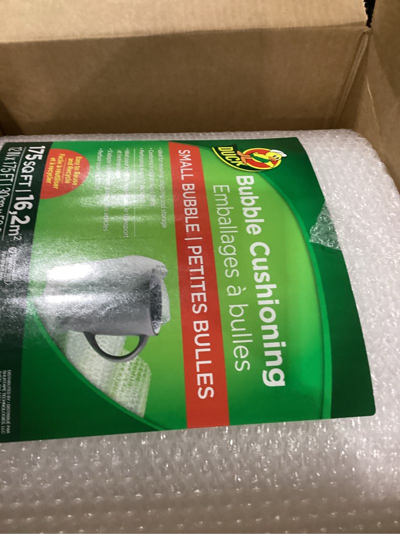 Condition photo showing New/Like New for duck brand bubble wrap roll, original bubble cushioning, 12" x 175', perforated every 12" (1053440), clear 12 in. x 175 ft.