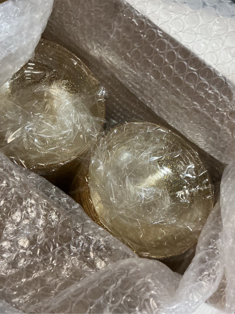 Condition photo showing Good Condition for bucla 50pack gold glitter plastic bowls - 10oz disposable crystal salsa/dessert bowls for wedding & party gold glitter 10oz