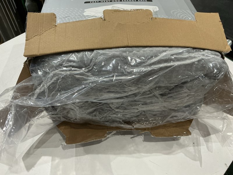 Condition photo showing Good Condition for blunique heated blanket electric blanket king waffle, 90x100 inches dual controllers sherpa fleece fast heating blanket 6 heating levels & 10 hours auto off etl certification, grey king