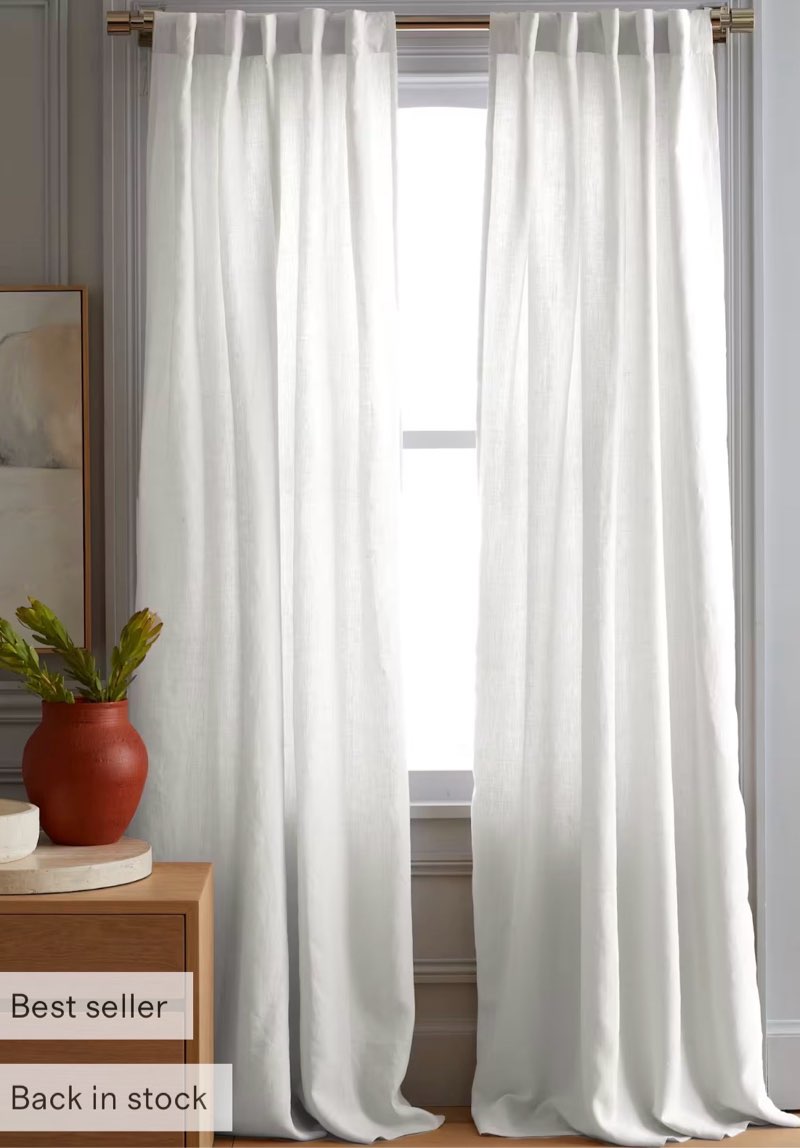 Quince European Linen Room Darkening Curtain - Single Panel 48x108