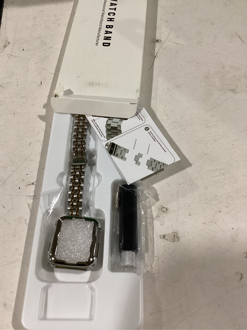Condition photo showing New/Like New for qundaxi slim watch band compatible with apple watch 41mm 45mm 42mm 44mm 40mm 38mm metal stainless steel watchband suitable for iwatch 11/10/9/8/7/6/5/4/3/2/1/se series women luxury strap silver and gold 38mm 40mm 41mm series 1-9/se