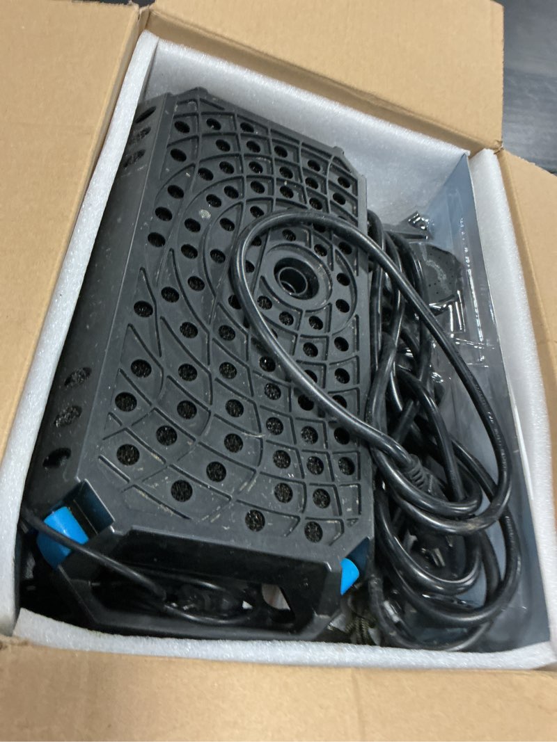 Condition photo showing As Is for poposoap pond filter with u-v clarifier, 660gph 40w pond pump and filter kit with rgb led lights, all-in-one pond fountain for outdoor ponds up to 1300 gallons p2360 660gph with u-v & led lights