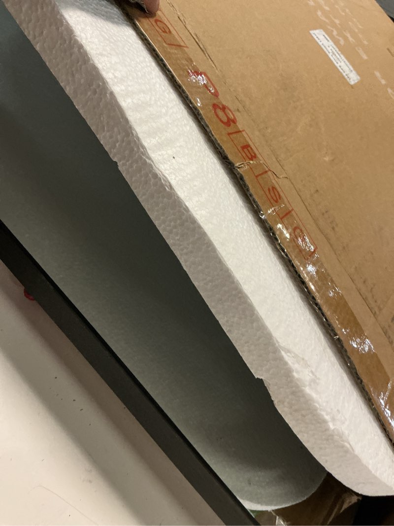 Condition photo showing Good Condition for black framed bathroom mirror for wall, matte black rounded corner rectangle vanity mirror, brushed frame, tempered glass, anti-rust, hangs horizontally or vertically (24" x 32", black) 32"l x 24"w rectangle black
