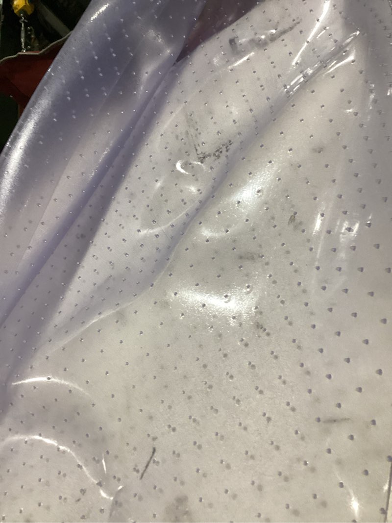 Condition photo showing As Is for frosted 2.0 pvc floor mat with anchoring nails, (30x48in), rectangular non-slip design rectangular, studded surface 30“×48”