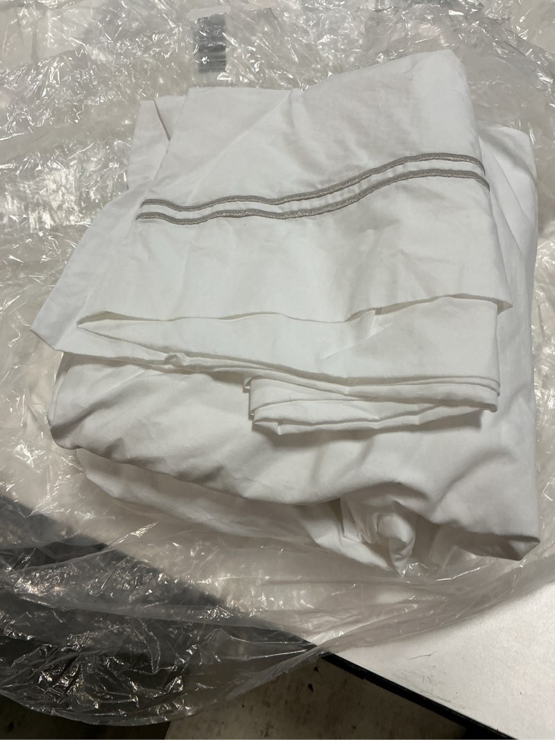 Condition photo showing Good Condition for organic crisp percale fitted sheet set, cal king, white