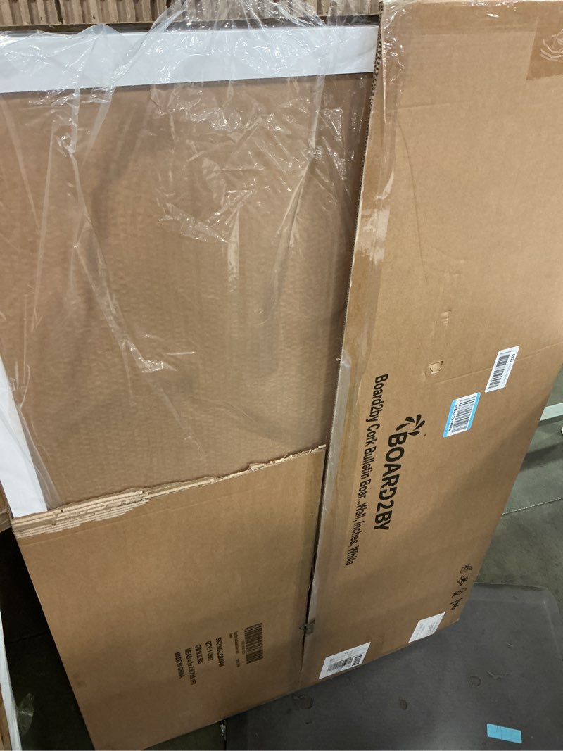 Condition photo showing New/Like New for Board2by Farmhouse Linen Cork Bulletin Board 48 x 32, White Wood Framed 4 x 3 Corkboard, Office Boar