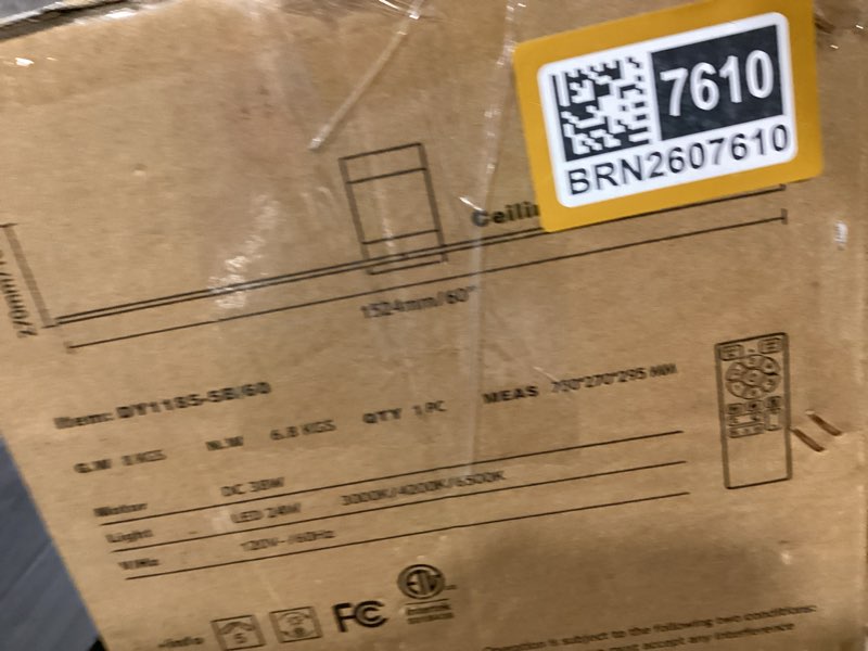 Condition photo showing Good Condition for pochfan 60 inch black ceiling fans with lights and remote, led low profile flush mount ceiling fan for bedroom, living room, quiet dc motor, dimmable 6 speeds black 60 inch