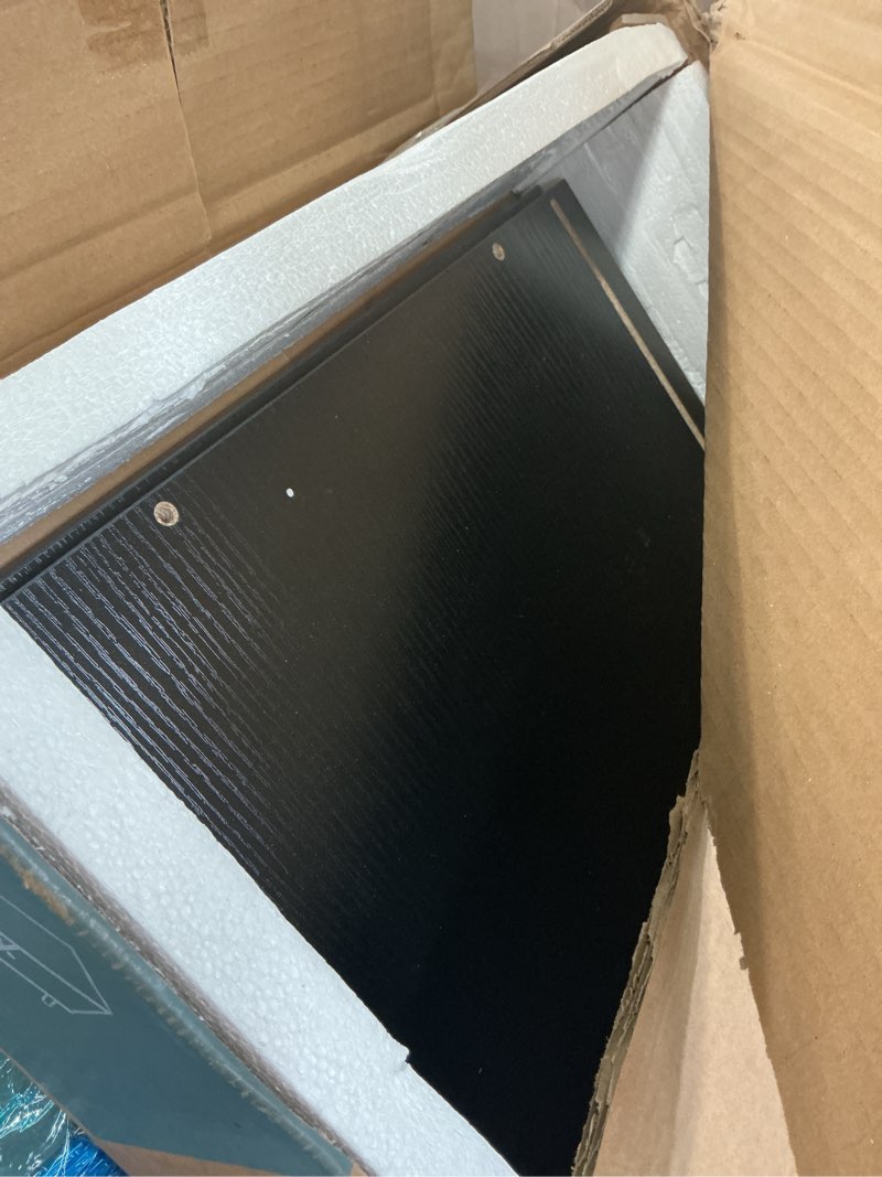 Condition photo showing As Is for simenmax tv stand for 55 60 inch tv, modern mid century entertainment center with storage, black