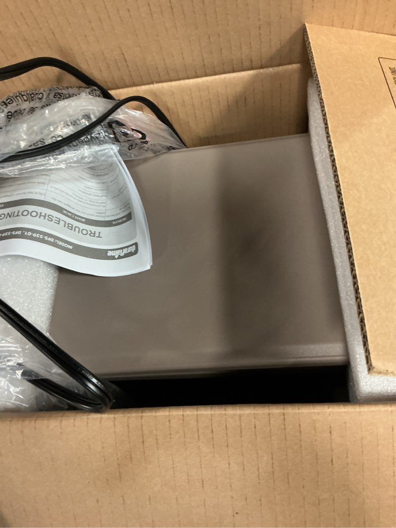 Condition photo showing As Is for duraflame TABLETOP ELECTRIC FIREPLACE WITH FLAME EFFECT french grey