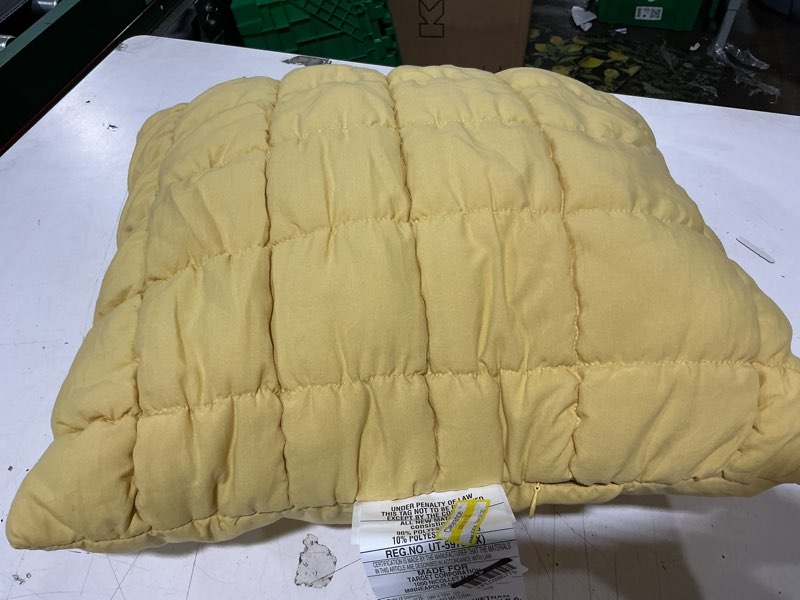Condition photo showing New/Like New for 19"x19" quilted solid pillow yellow - room essentials™