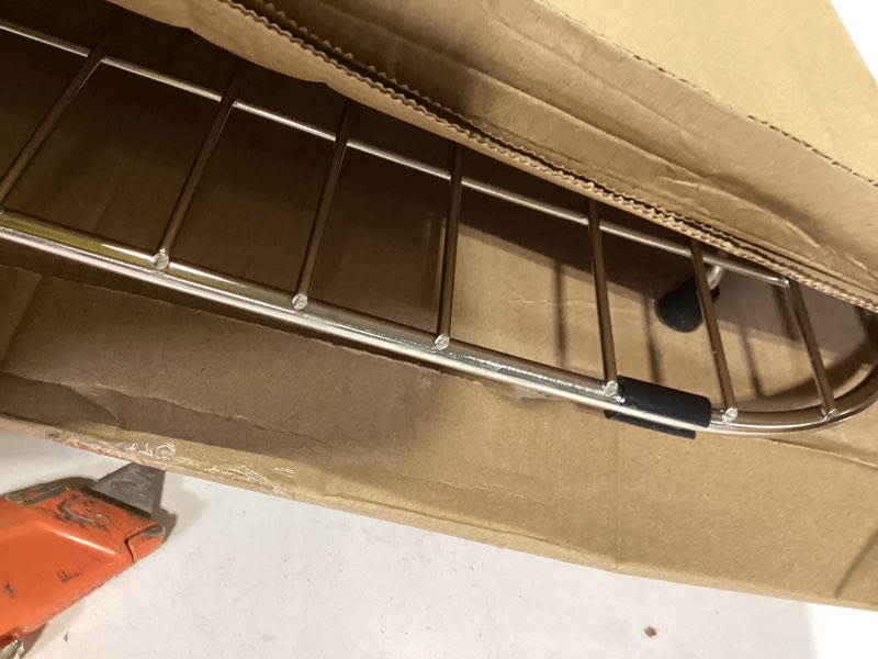 Condition photo showing New/Like New for sink protector grid 26-1/16" x 14-1/16", centered drain with corner radius 3-1/2", 304 stainless steel material (centered drain) for single bowl kitchen sink 26-1/16" x 14-1/16" centered drain