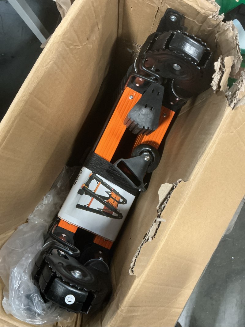 Condition photo showing Good Condition for 16.5 FT Telescoping A Frame Ladder, 8 Step, ANSI Certified, Type IA Heavy Duty, 330lbs Max Capacity, Aluminum Extension Ladder for Home, Roof, RV; Orange Orange 16.5 FT-A Frame