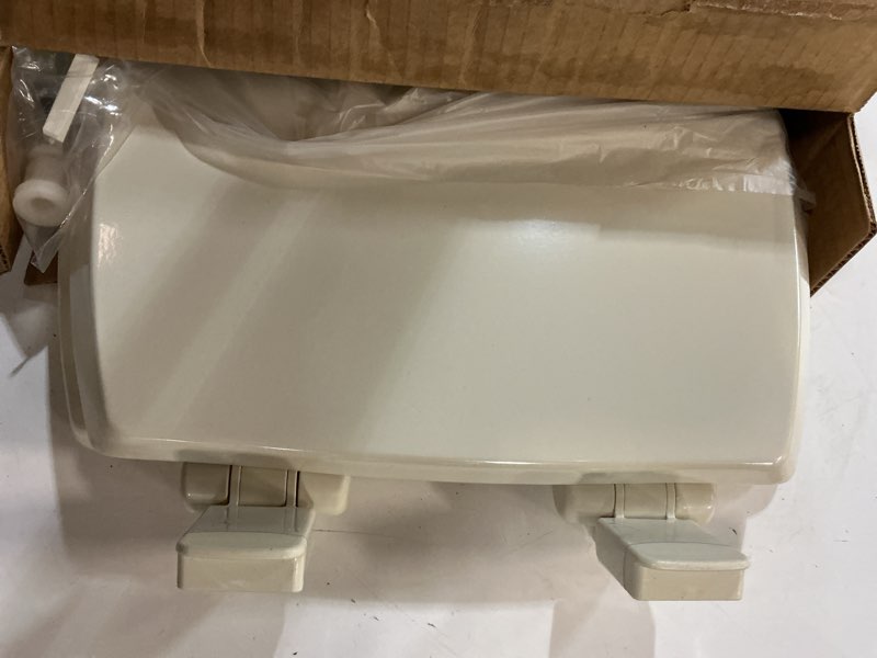 Condition photo showing Good Condition for Mayfair Cassel Slow Close Toilet Seat, Easy Clean, Non Slip Premium Wood Seat, Easy Install, Made in USA, Elongated, Bone Seat Elongated