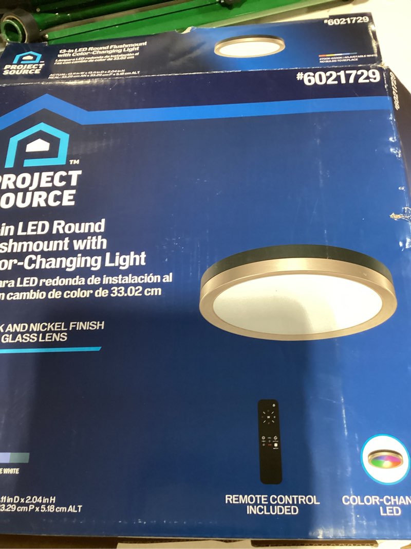 project source 13.11-in black indoor 1 -light led multicolor flush mount light metal remote control included item #6021729 | model #mxl1232-l140k9027n