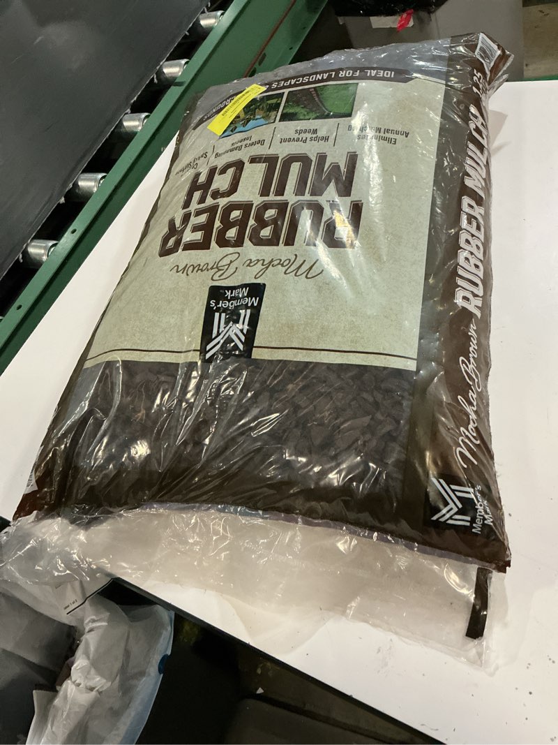 Condition photo showing New/Like New for member's mark brown rubber mulch, 1.25 cu. ft.