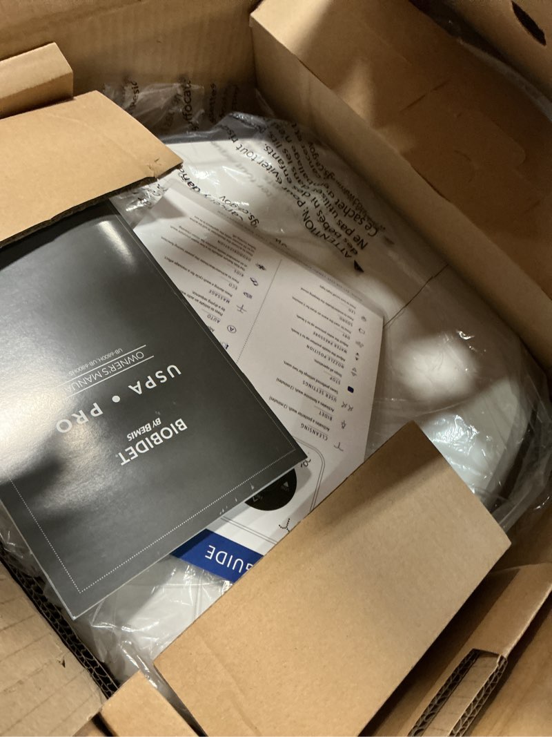 Condition photo showing New/Like New for bio bidet uspa pro modern bidet seat, warm water, heated seat & dryer, remote control, elongated modern elongated