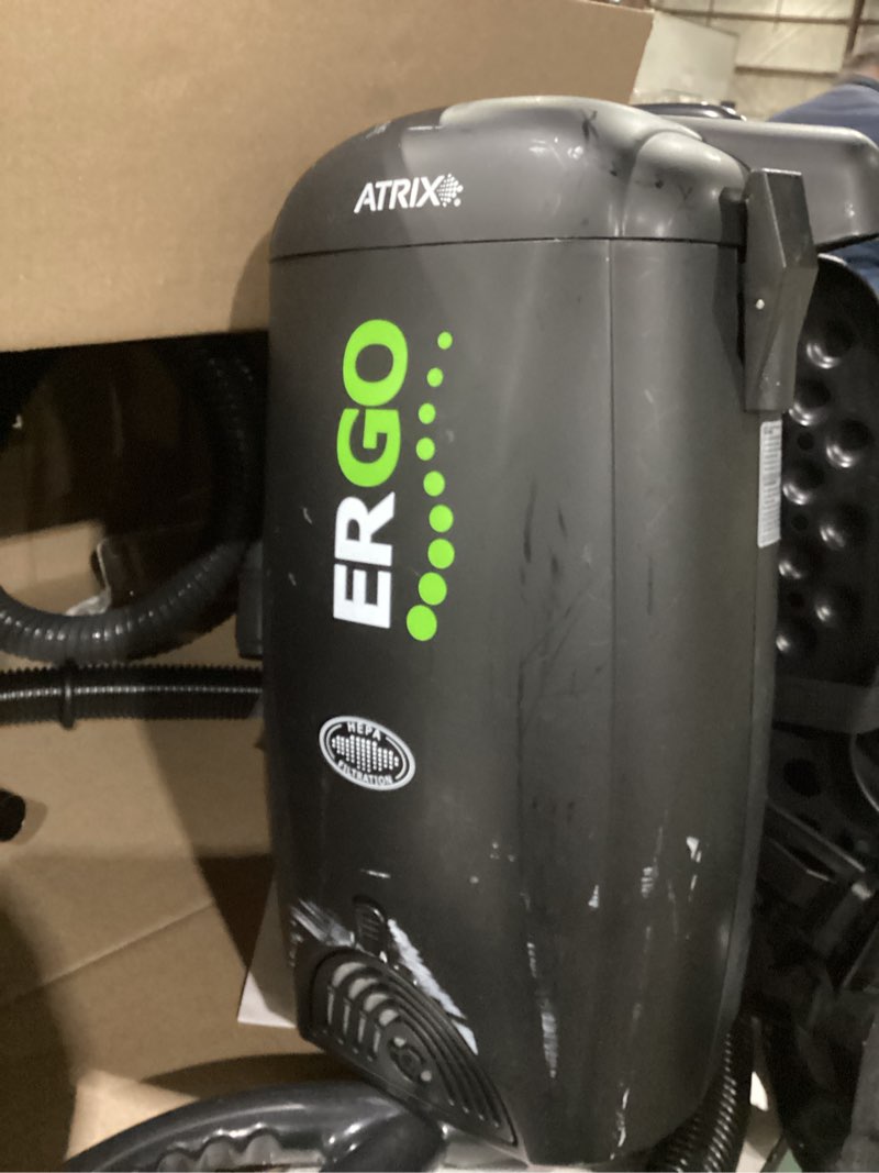 Condition photo showing As Is for Not Tested ***Atrix VACBP1 Ergonomic Backpack Vacuum Cleaner - 8-Quart HEPA Filter, 1400W Portable Small Vacuum for Multi-Use - Includes Attachments: 6' Hose, Blower Nozzles, Wand, Brushes Standard Bundle